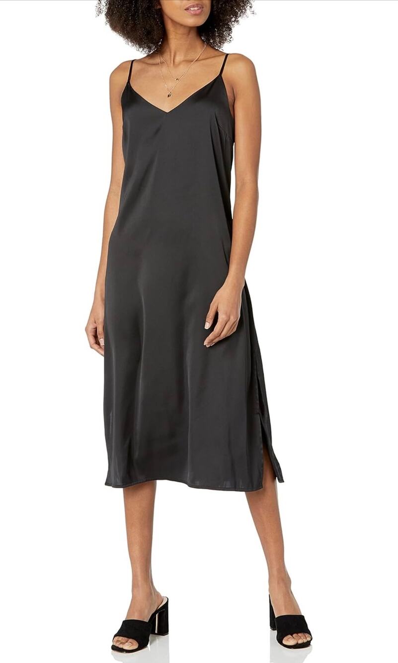 The Drop ANA Black Midi Slip Dress | NEW | Size Medium